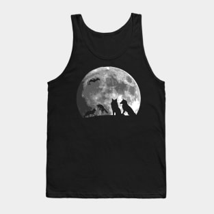 Cute Wolves Family Bat Silhouette on the moon gift Tank Top